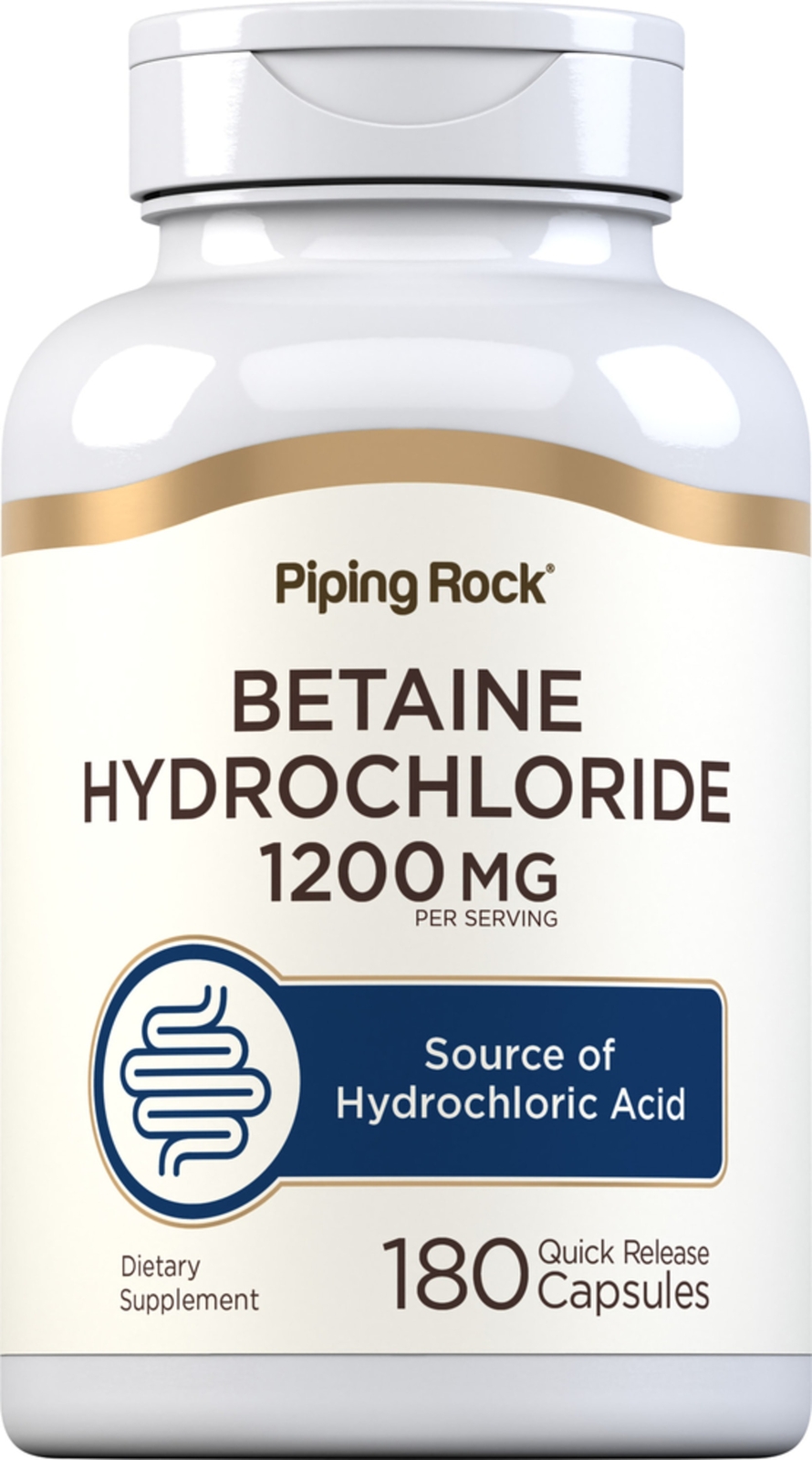 Betaine HCl 1200mg | 180 Capsules | Betaine Hydrochloride | by Piping Rock