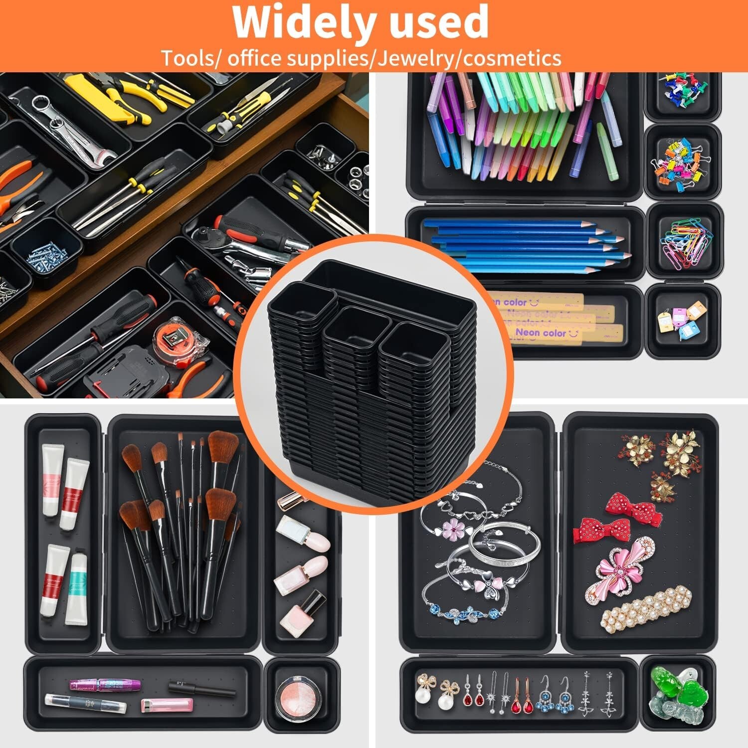 Tool Box Organizer Tray Dividers Set, Toolbox Organizer and Storage Garage 45pcs