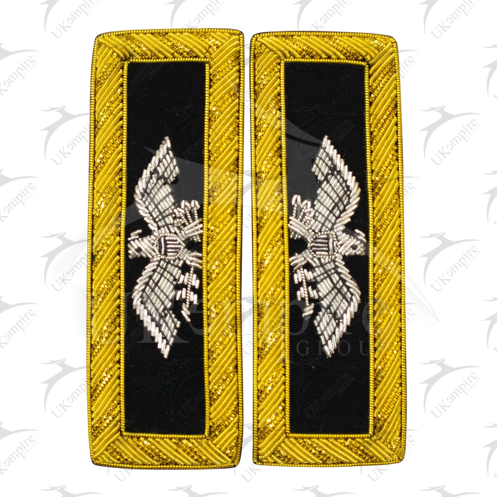 Civil War US Officer Shoulder Boards Colonel (Silver Eagle) Staff Black