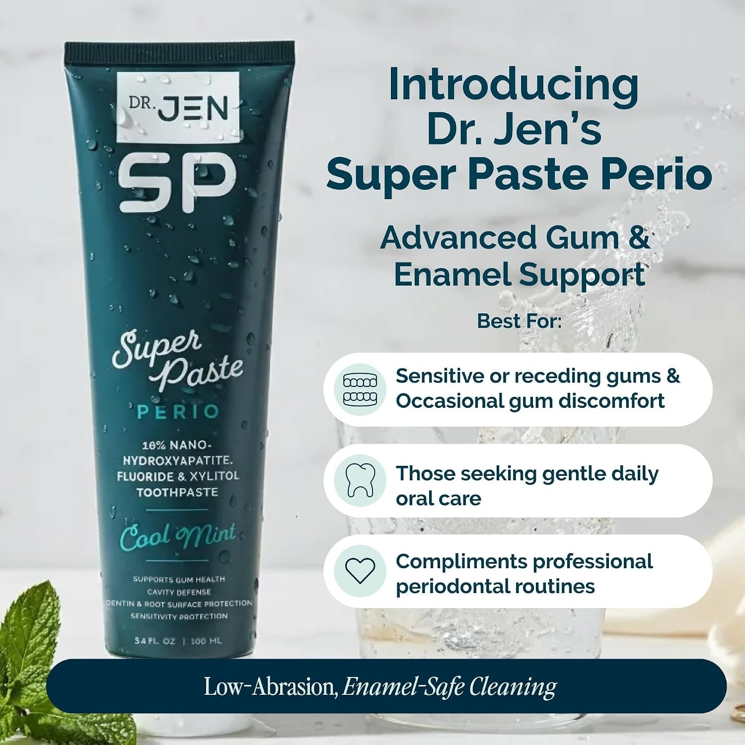Dr. Jen Super Paste Perio Toothpaste, Cool Mint, Fluoride + 10% Nano Hydroxy...
