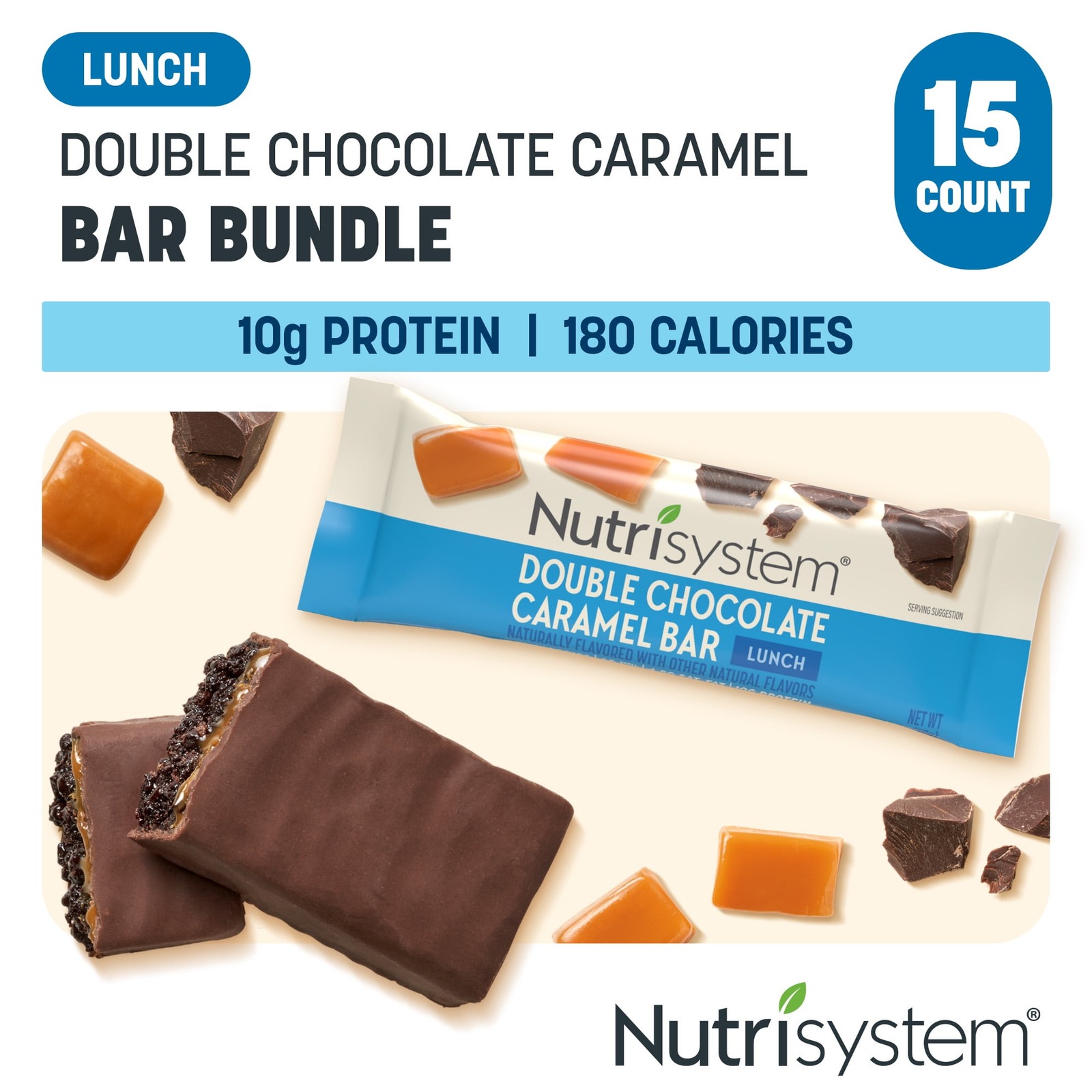 Double Chocolate Caramel Protein Bars 10g Protein Weight Loss Snacks 15 Count