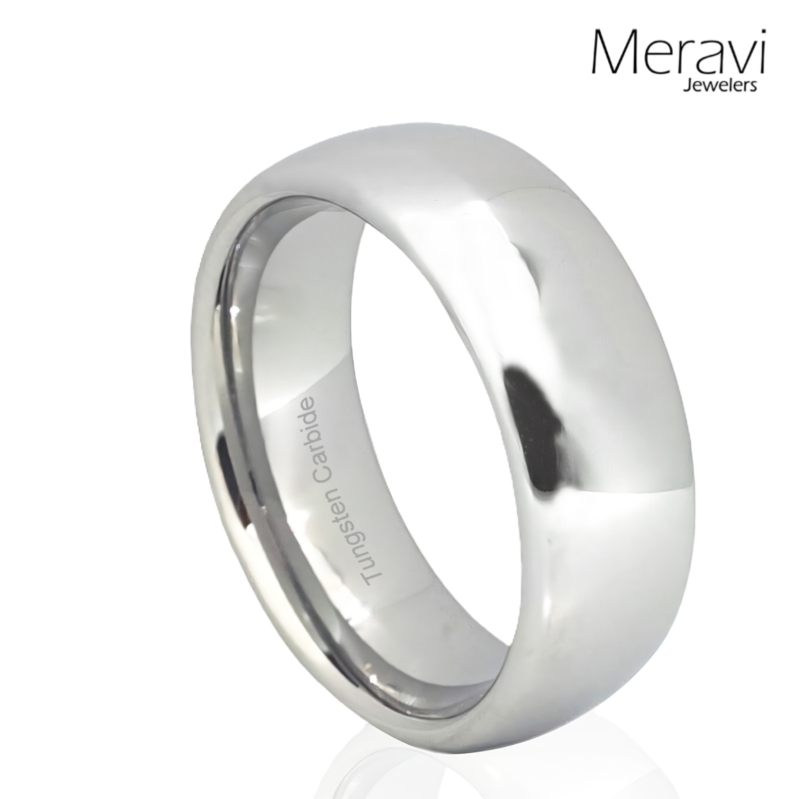 Silver Tungsten Carbide Dome Wedding Band Mens Womens Comfort Fit Promise Ring