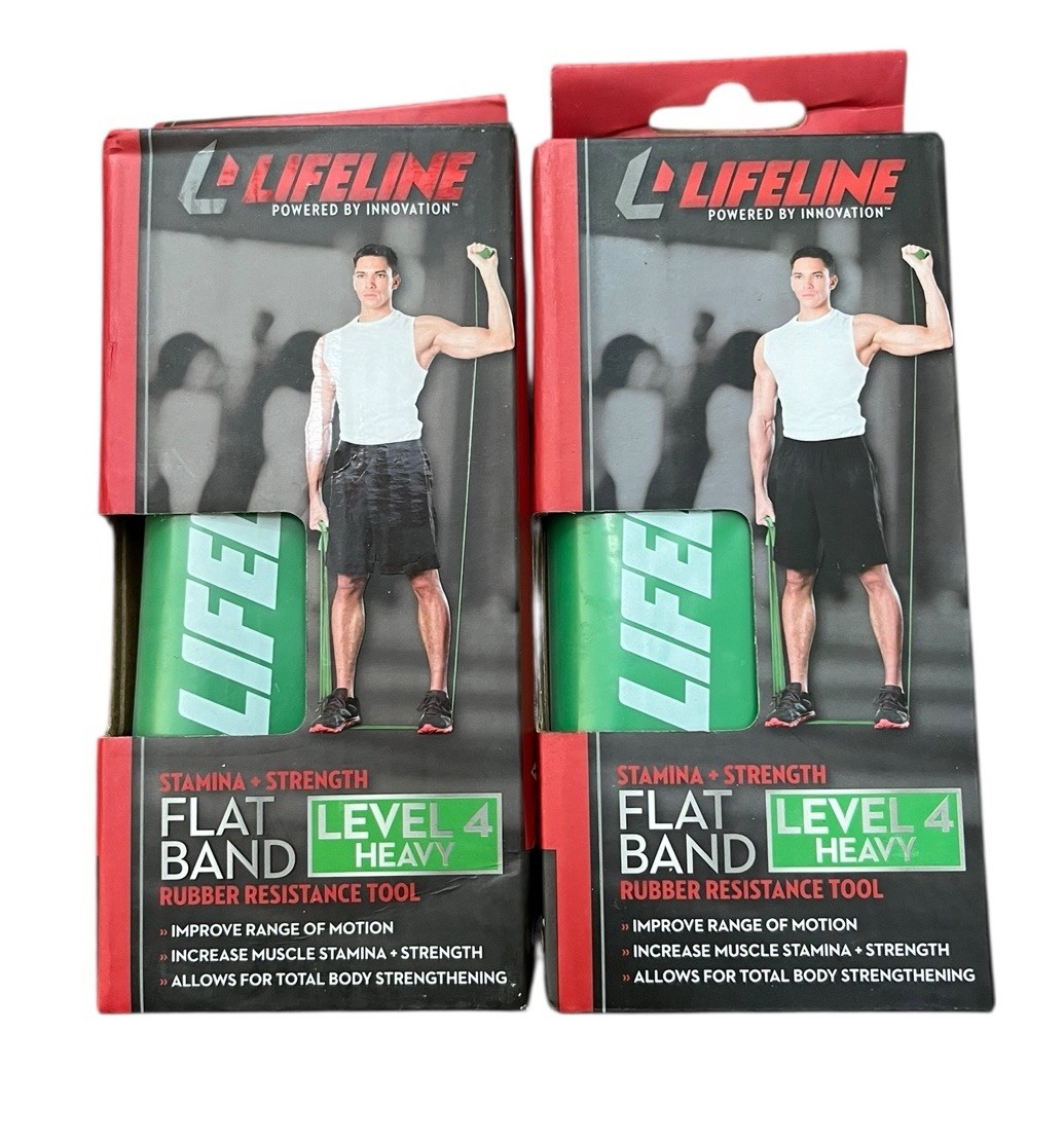 Flat Band Rubber Resistance Band Level 4 Heavy For Strength NEW Lot 2 Lifeline