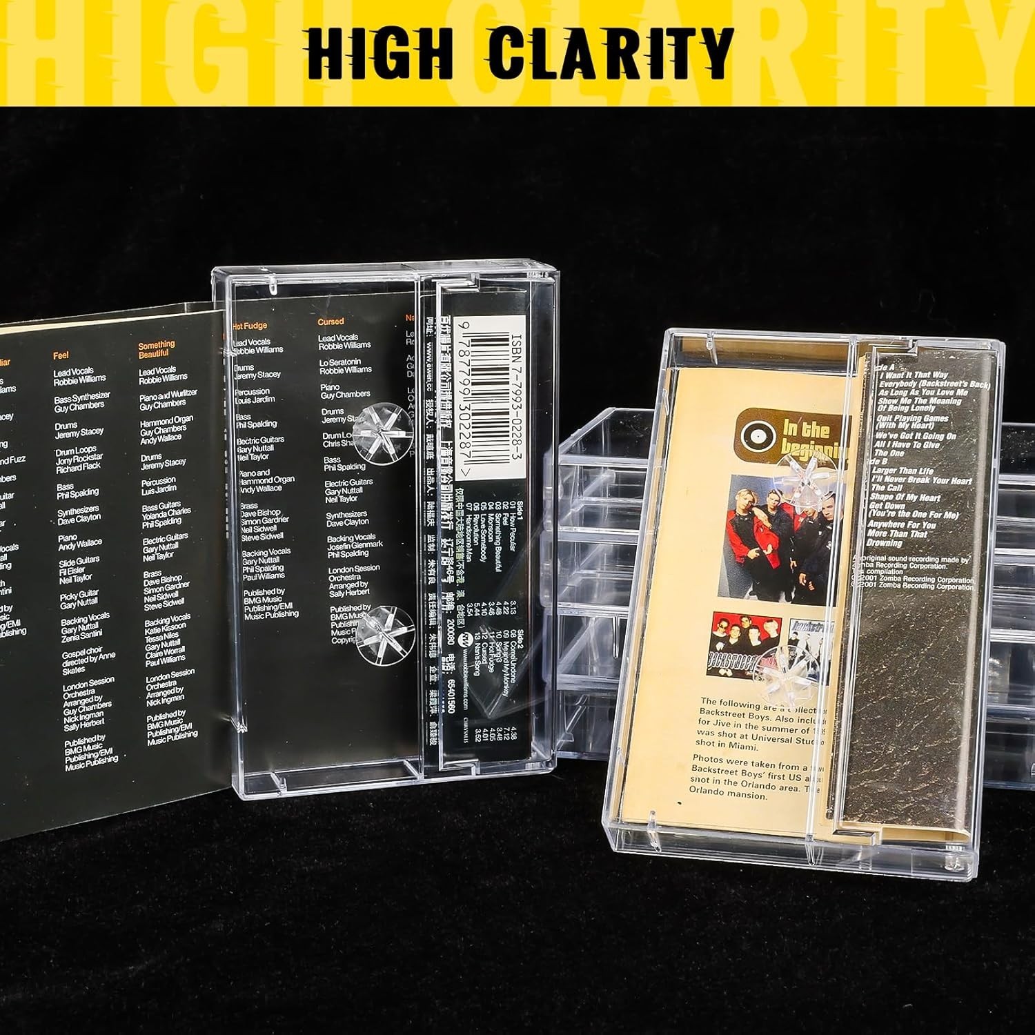 100-Pack Audio Cassette Storage Cases - Clear Plastic Cassette Tape Cases - A...
