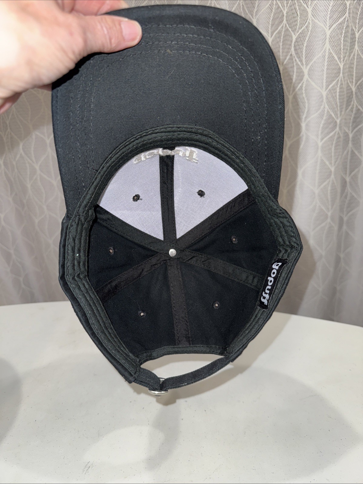 Gopuff in white on black hat cap Strap buckle