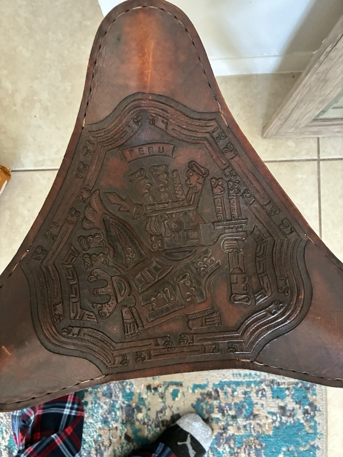 Antique Vintage Peruvian Leather Stools