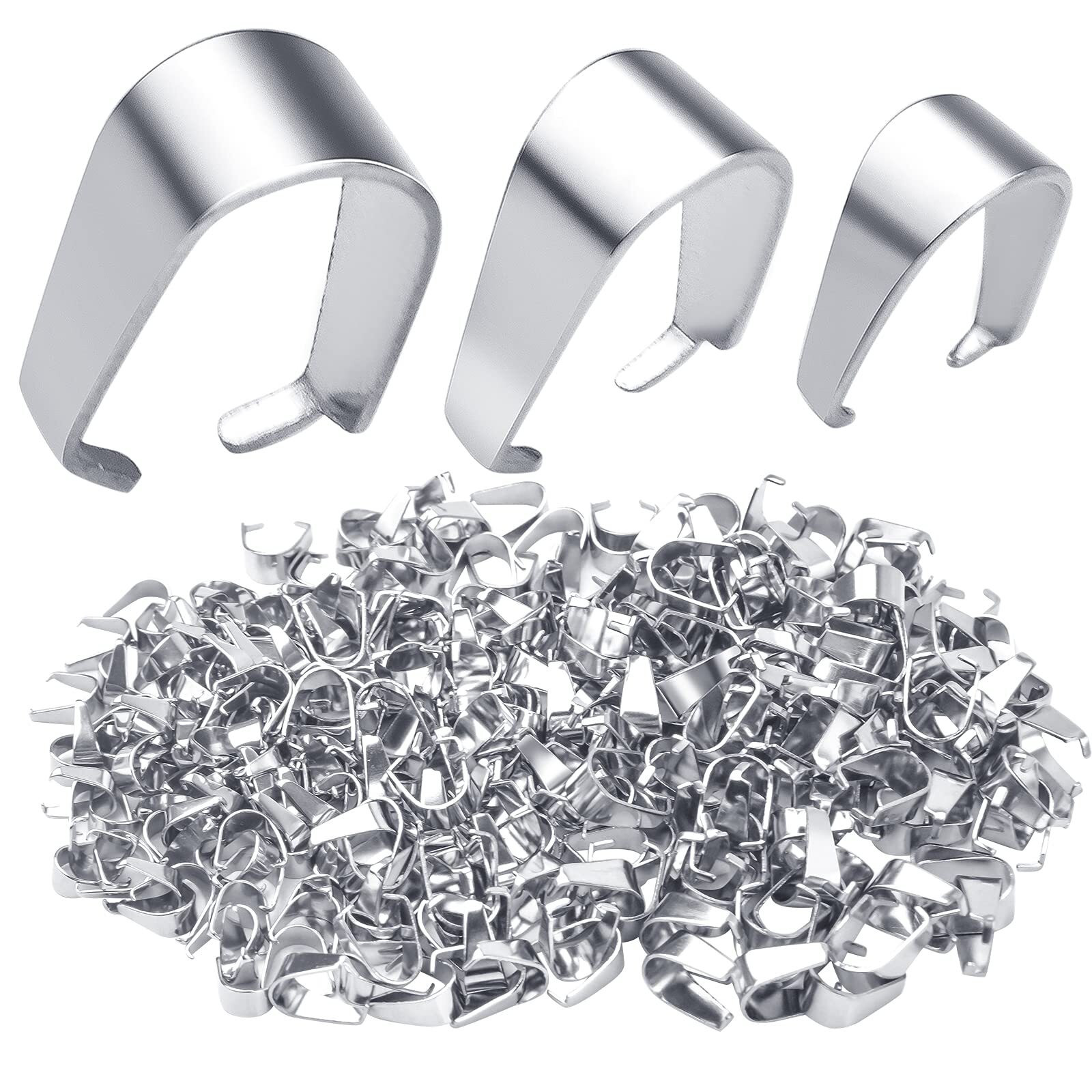 300Pcs Pinch Clip Clasp Bail Pendant Connector Snap Clips for DIY Jewelry Making