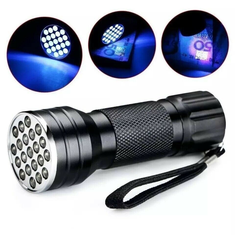21 LED UV Flashlight Banknote Black Light Ultraviolet Pet Urine Stain Detector