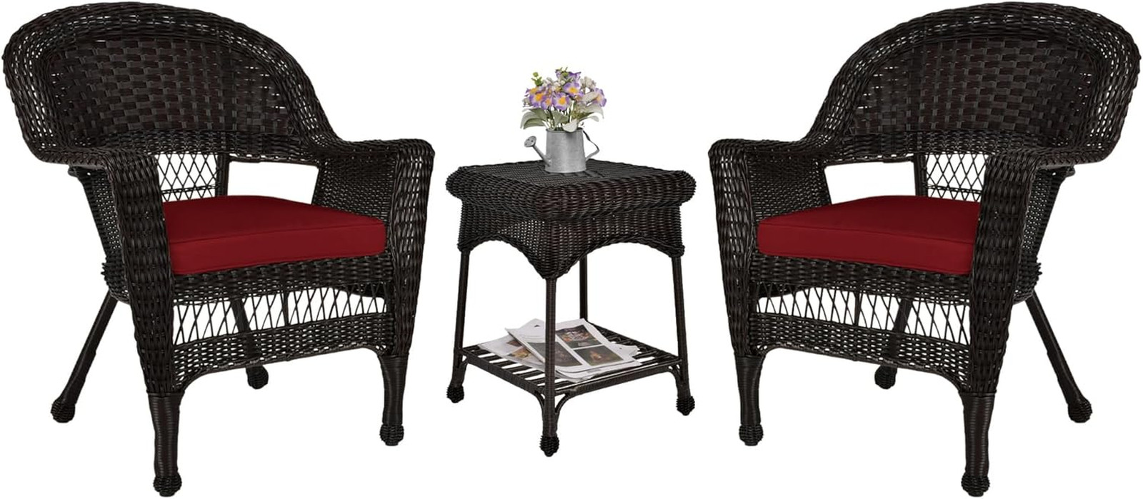 Outdoor Espresso Wicker End Table