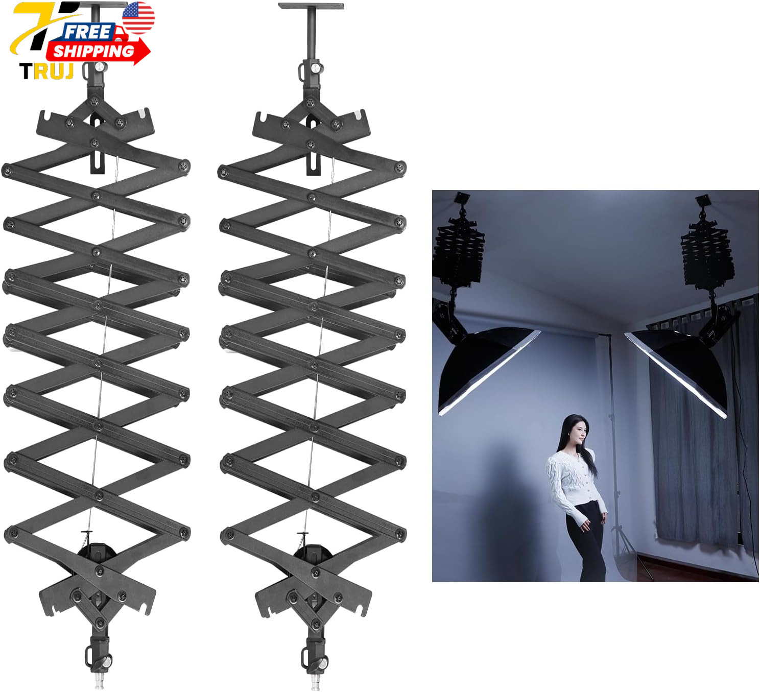 2Packs 2M/78.7Inch Drop Pantograph for Studio Ceiling Rail System Pantograph Stu