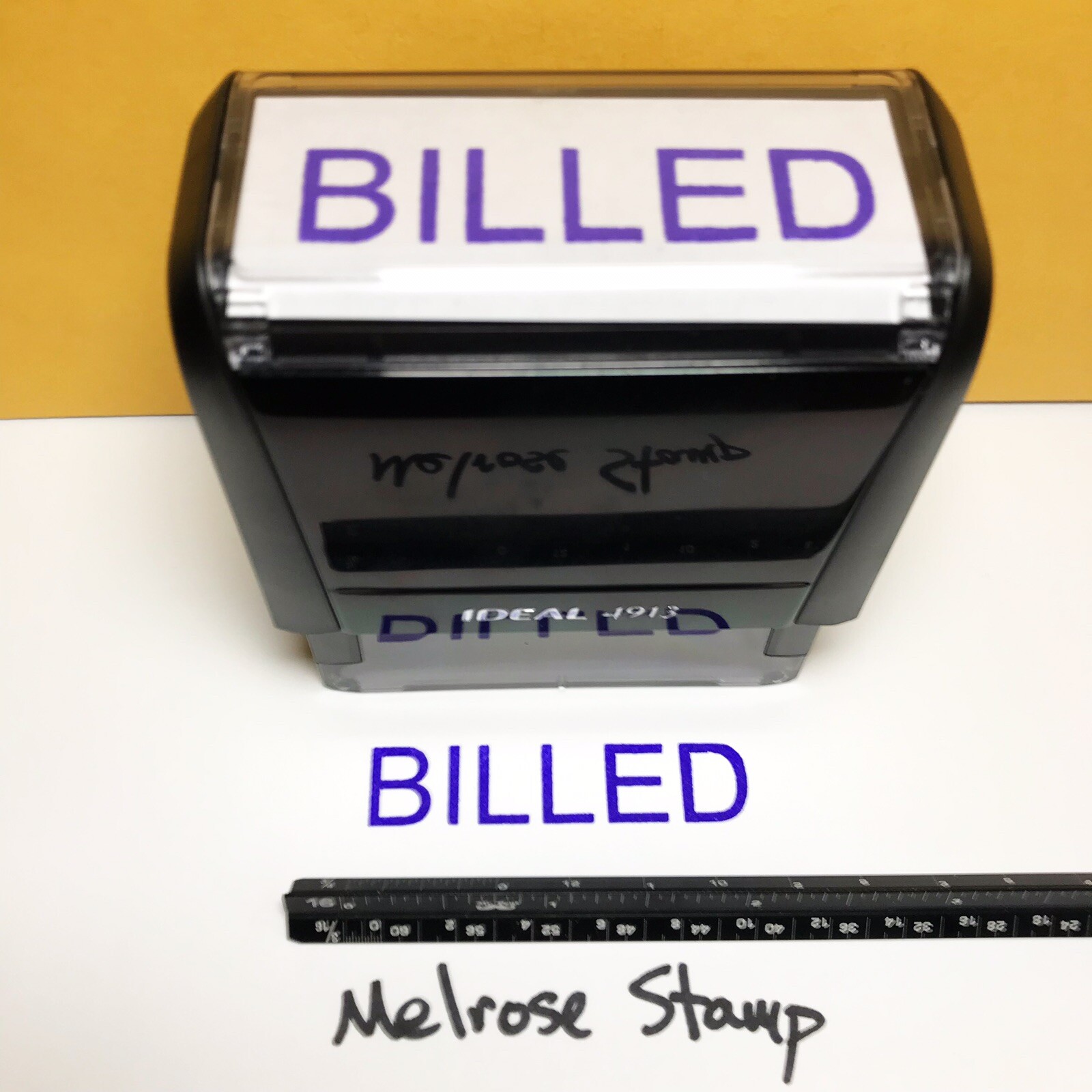 Billed Rubber Stamp Purple Ink Self Inking Ideal 4913