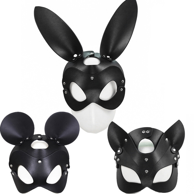 New Women Sexy Hood Mask with Ear Cosplay Party Wear Cute Rubber Cover Eye Face