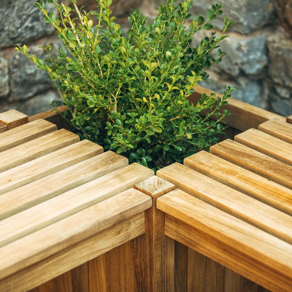 Ash & Ember Connecting Bench for 2 Cu Ft (14 Gallon) Grade A Teak Planters