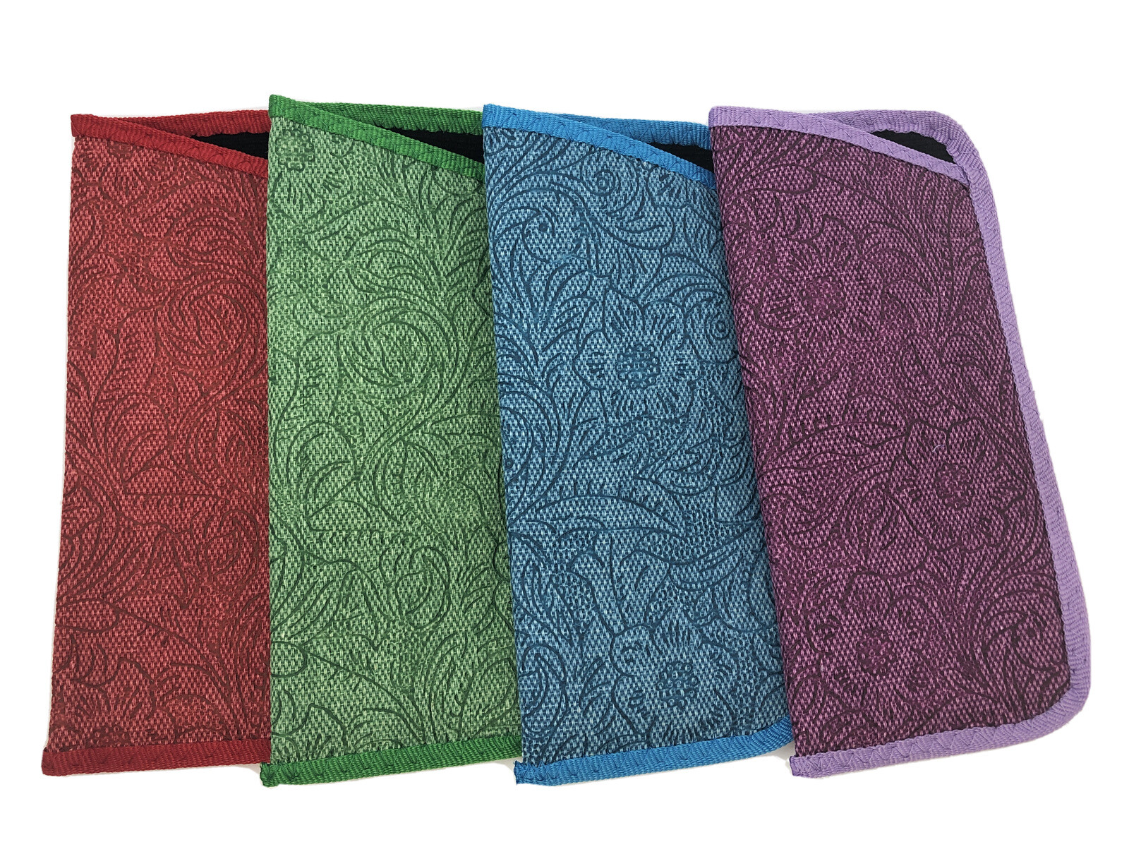 NEW Multicolored Floral & Vine w/Trim Women's Slip-In Soft Eyeglass Case Qty 4