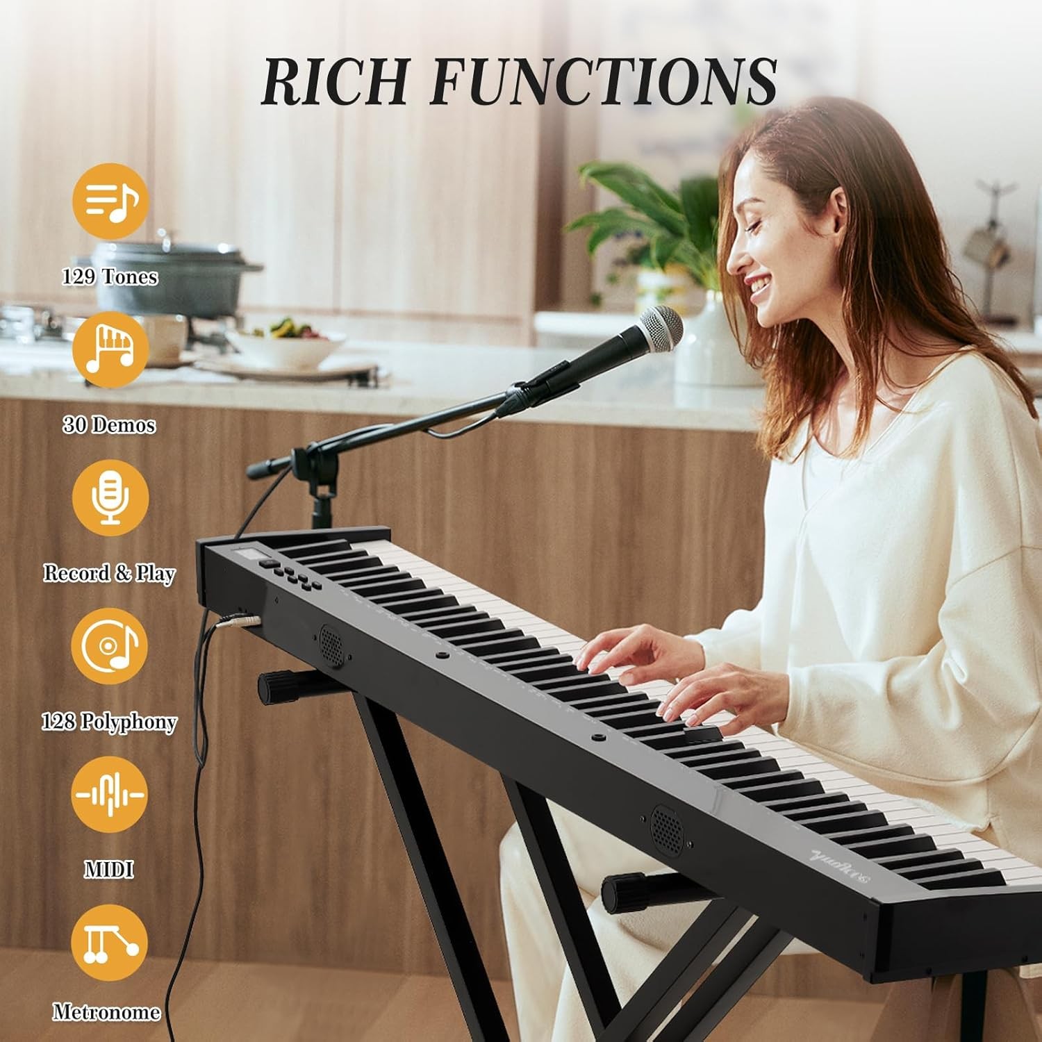 88-Key Portable Digital Piano with Foldable Stand & Carrying Case for Beginners
