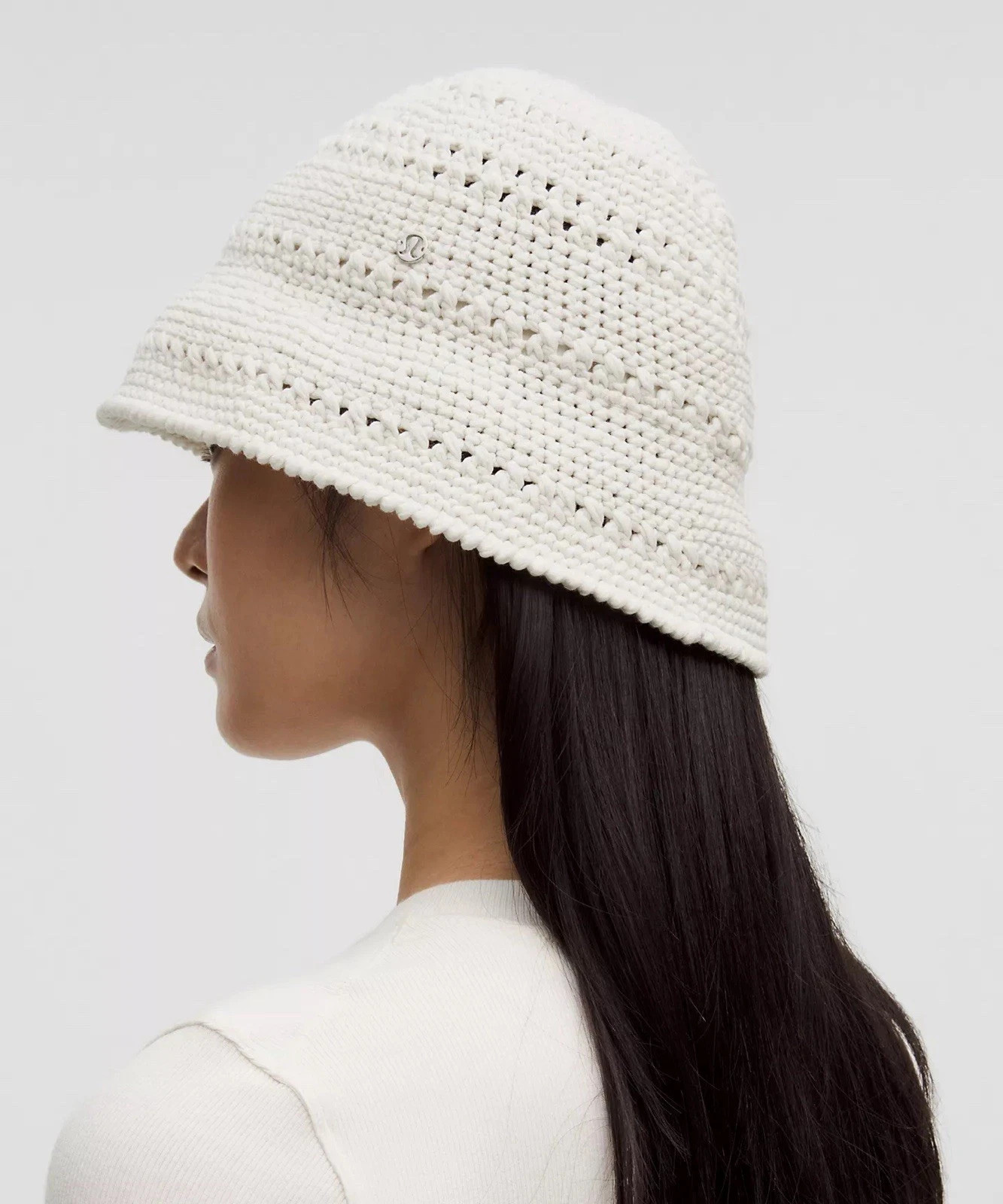 Lululemon Size S/M Cotton Crochet Bucket Hat, Light Ivory