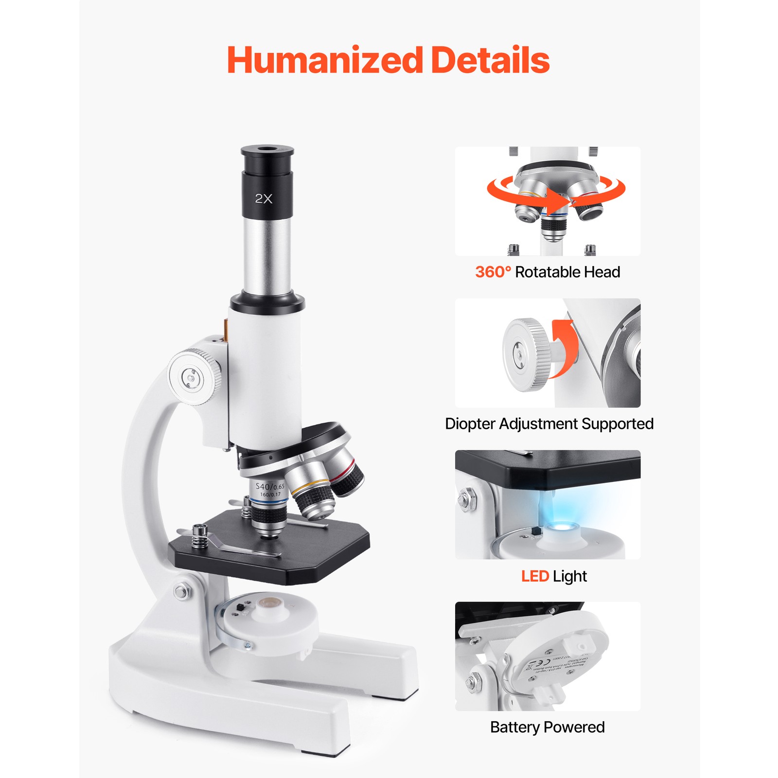 Uimoso Professional Monocular Microscope Kit with 40-2000X Magnification
