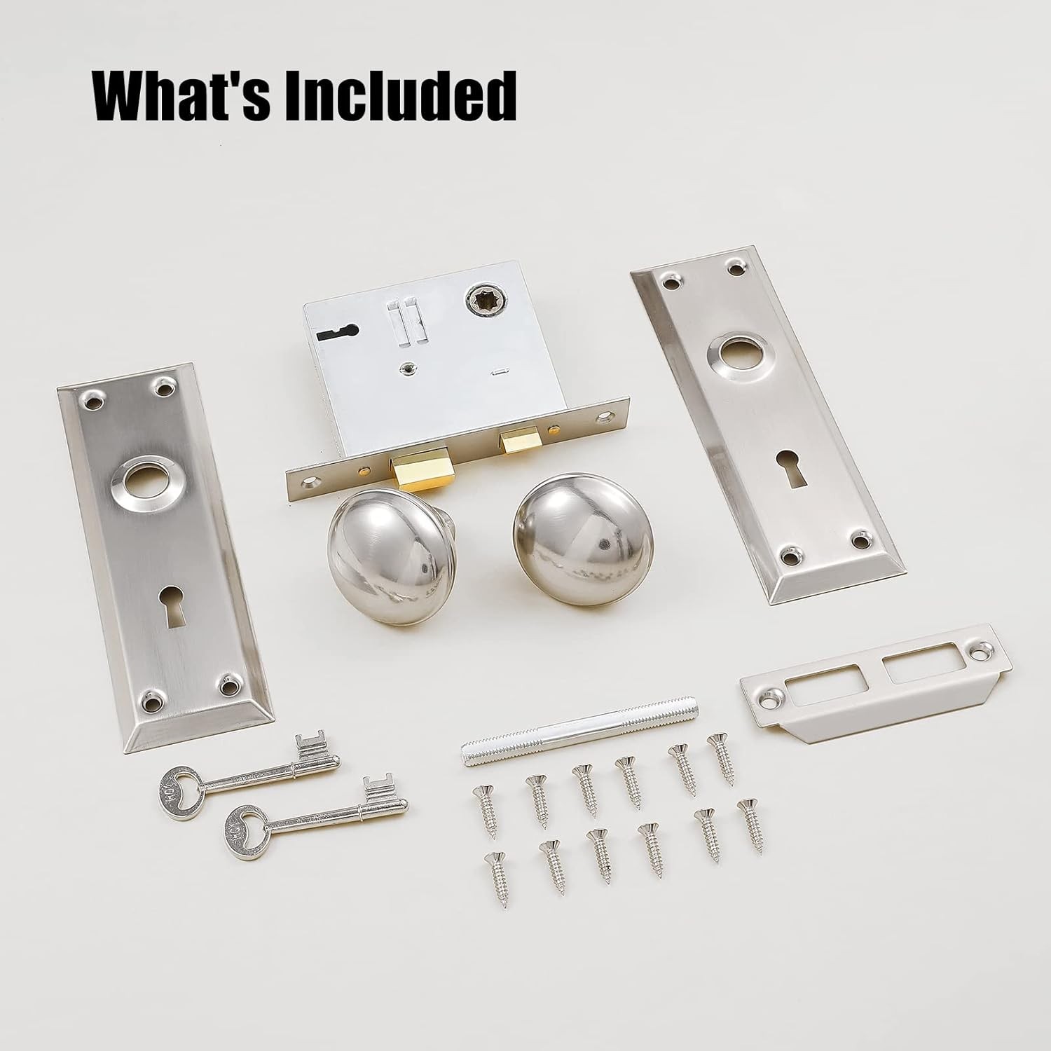 Mortise Lock Set for Interior Door, 1 Pack, Brushed Nickel