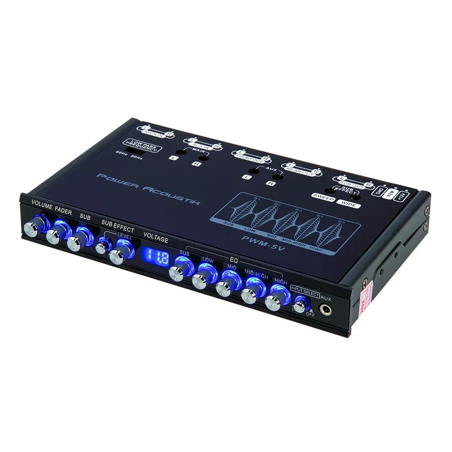 Power Acoustik PWM-5V Equalizer Sub Control EQ 8 Volt Line Driver Voltage Meter