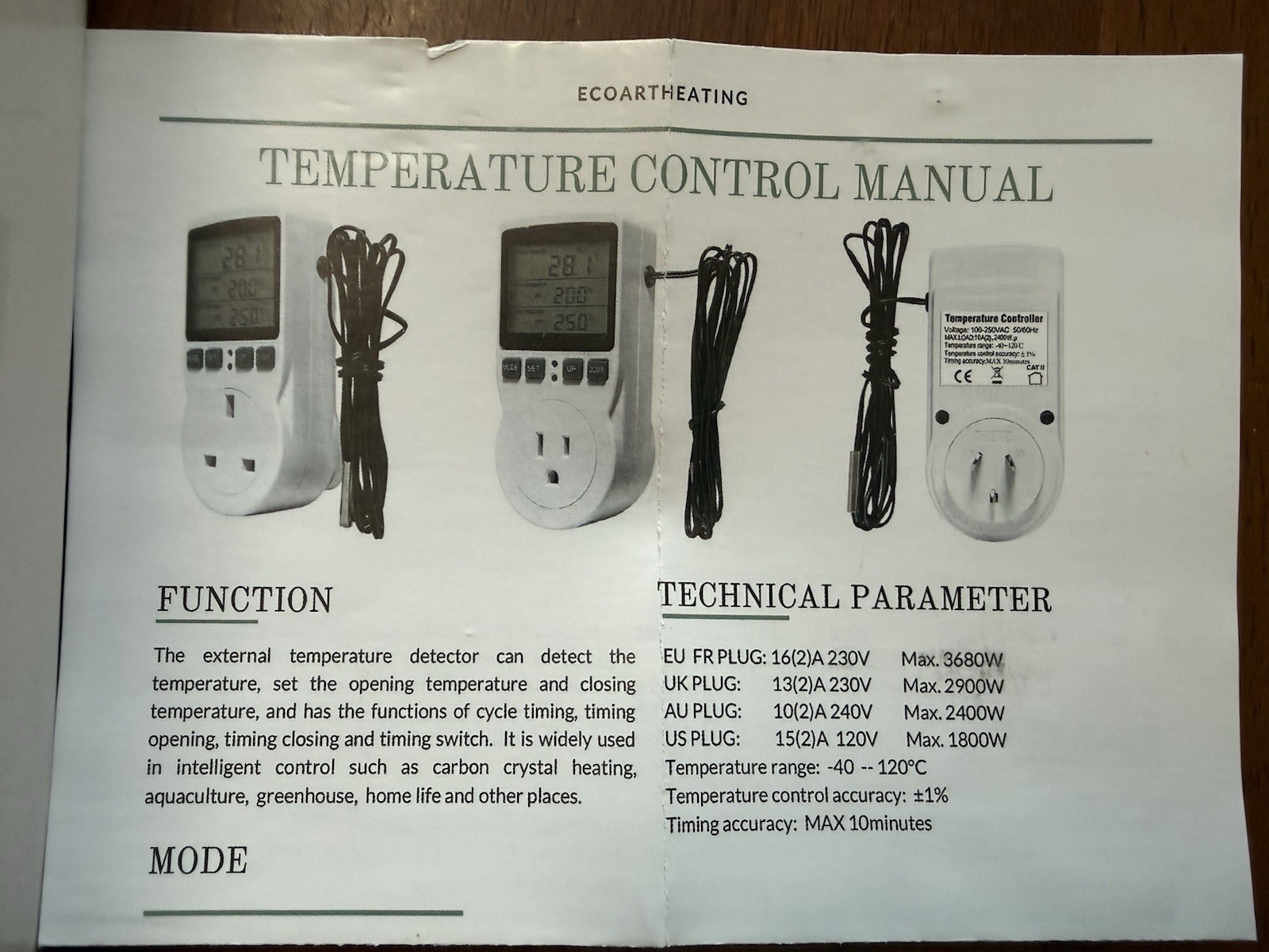 Plug in Thermostat Temperature Controller Outlet Socket