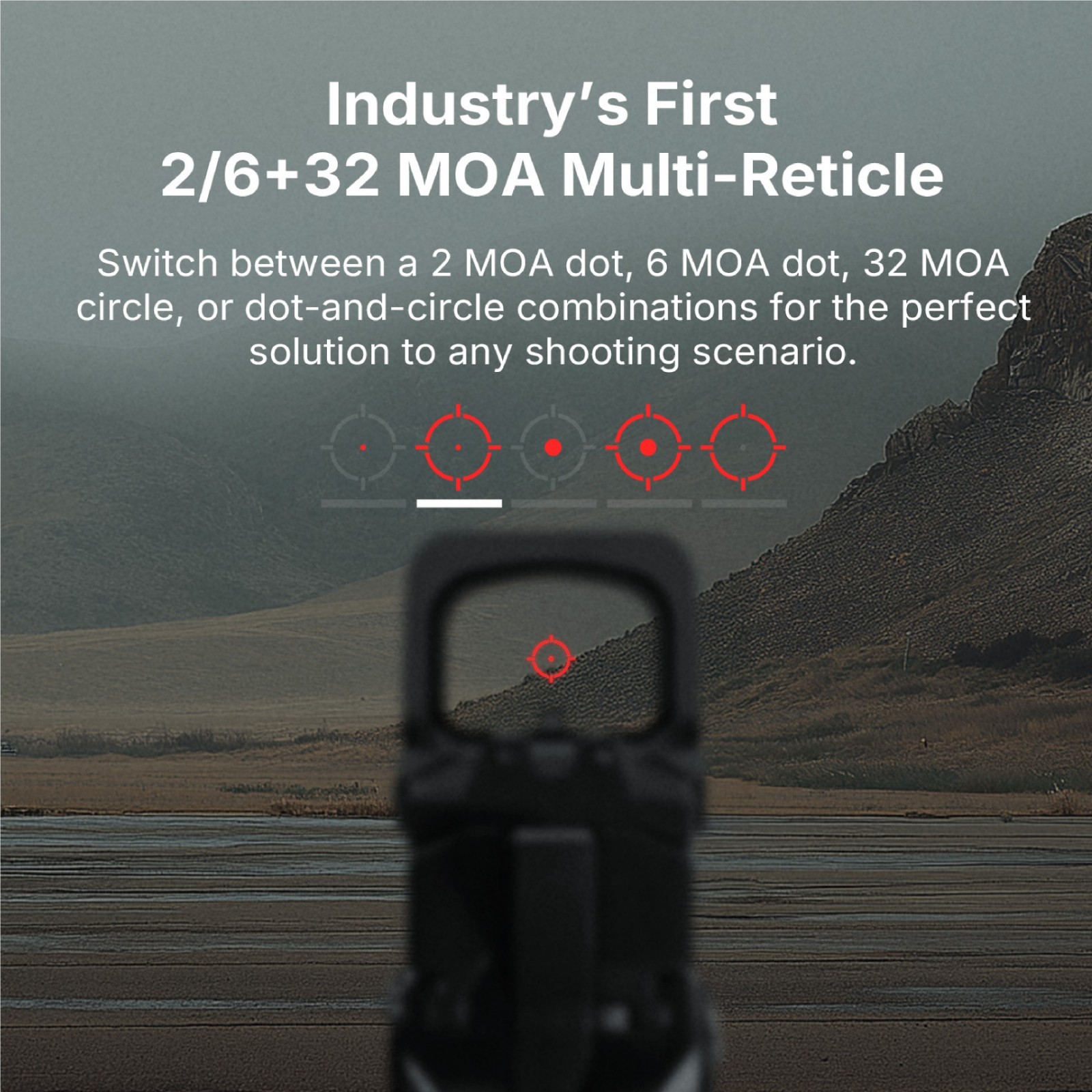OSIGHT XR Enclosed Red Dot Sight with 2/6 + 32 MOA Multi-Reticle System