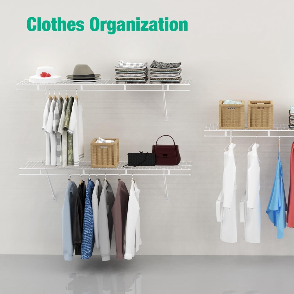 HAUSHOF 4 ft x 12in Closet Shelves Wall Mounted 2-Pack for Laundry Room Closet