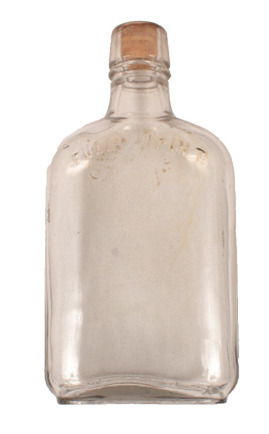 Vintage 1/2 Pint Clear Glass Flask Bottle with Cork 6.5 Inches