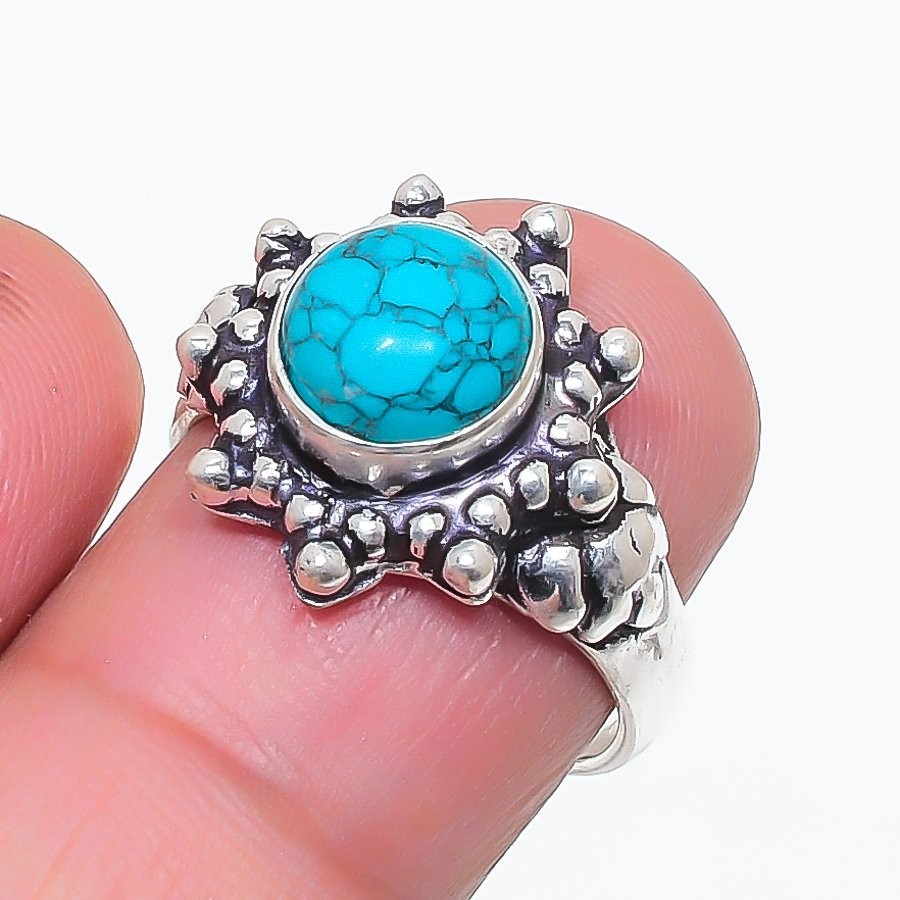 Blue Tourquoise Gemstone 925 Sterling Silver Jewelry All Size Ring For Gift
