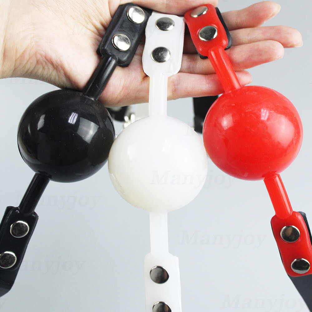 Bondage PU Leather 48mm Large Solid Silicone Open Mouth Gag Oral Harness SM Lock