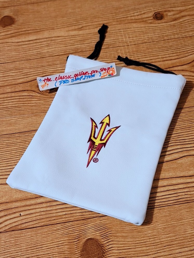 ASU Arizona State U. Valuables Leather Bag "RED DEVILS" Draw String Bag 10"x7.5"