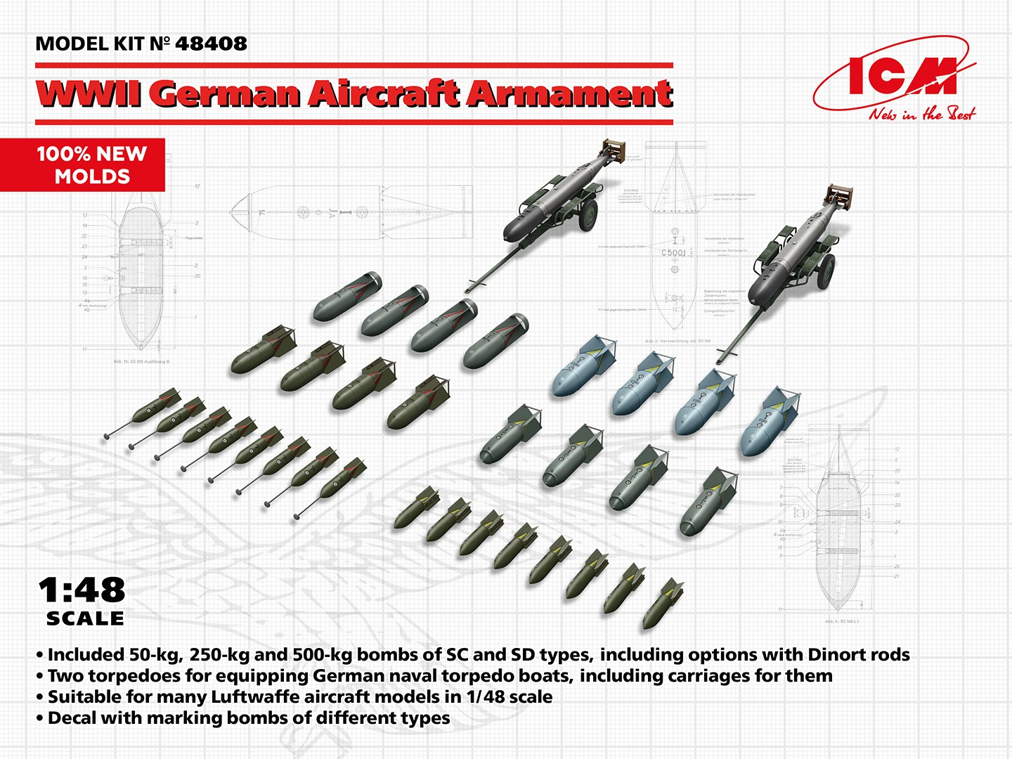 ICM-48408 ICM 1/48 WWII German Aircraft Armament (100% new molds)