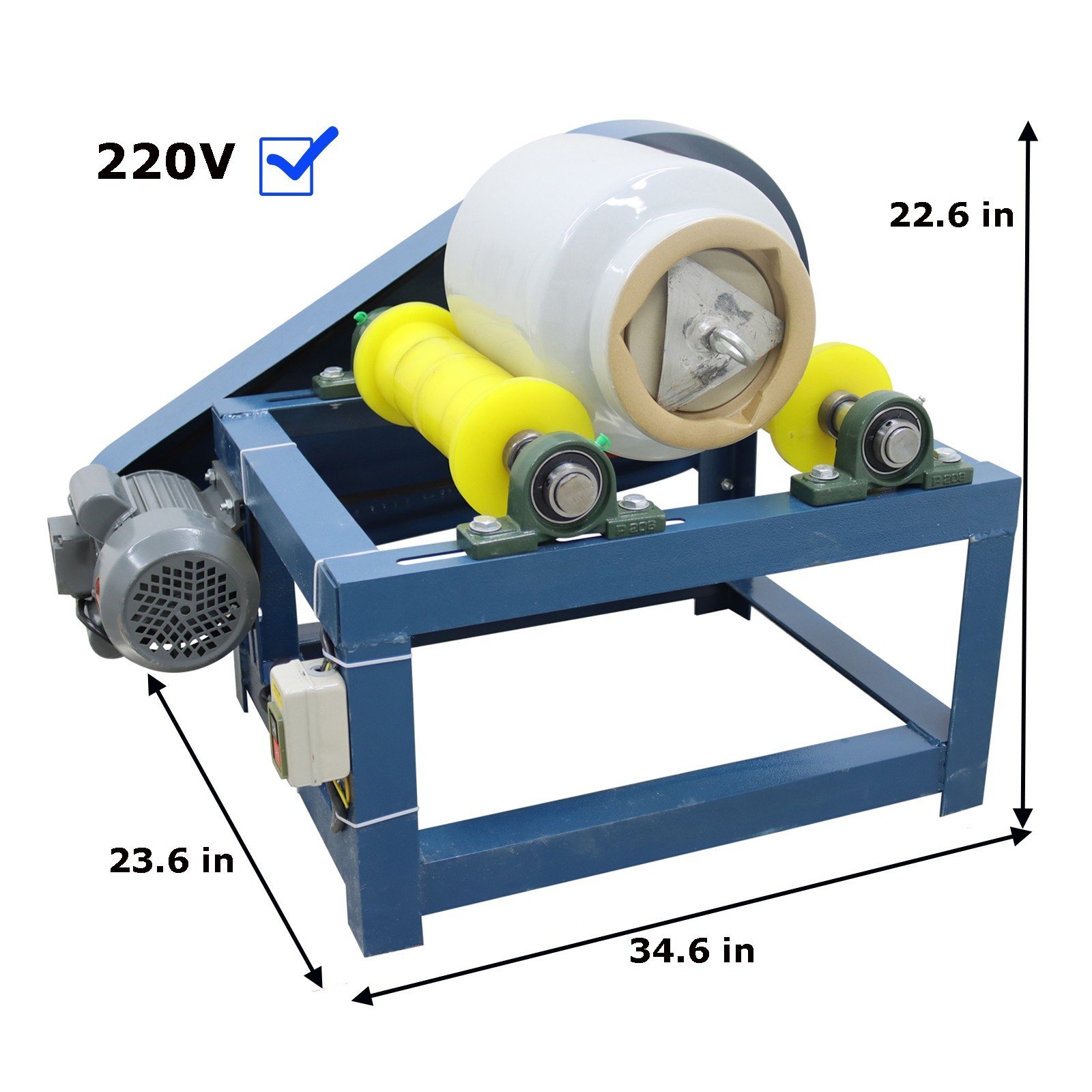 10L Horizontal Ball Mill Laboratory Grinder Mixer Mineral Abrasive Machine 220V