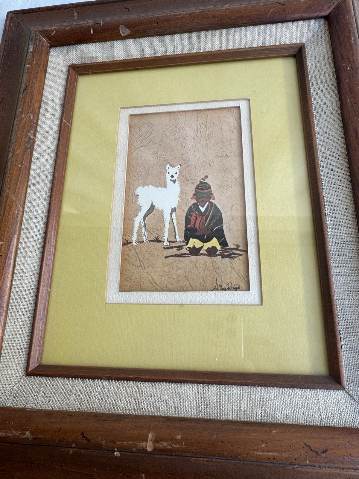 VTG Peruvian folk art FRAMED