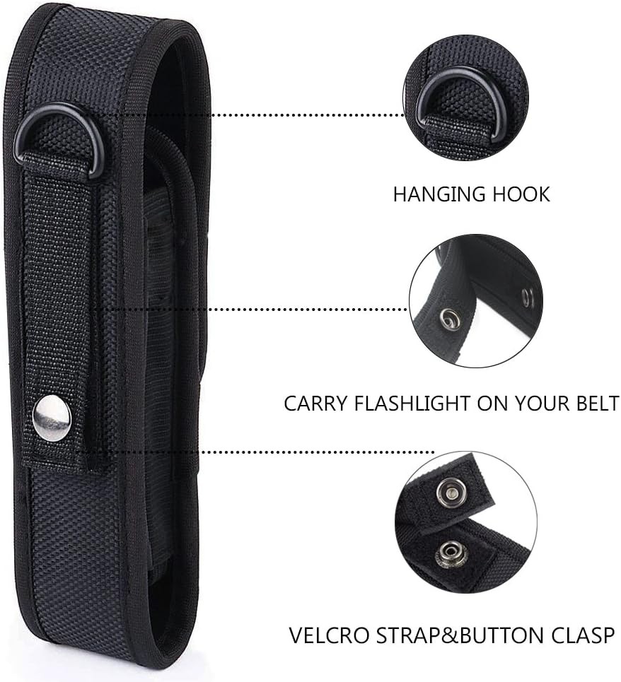 2 Pcs Flashlight Holster Pouch Holder Flash Light Belt Pouch Carry Case for 5...