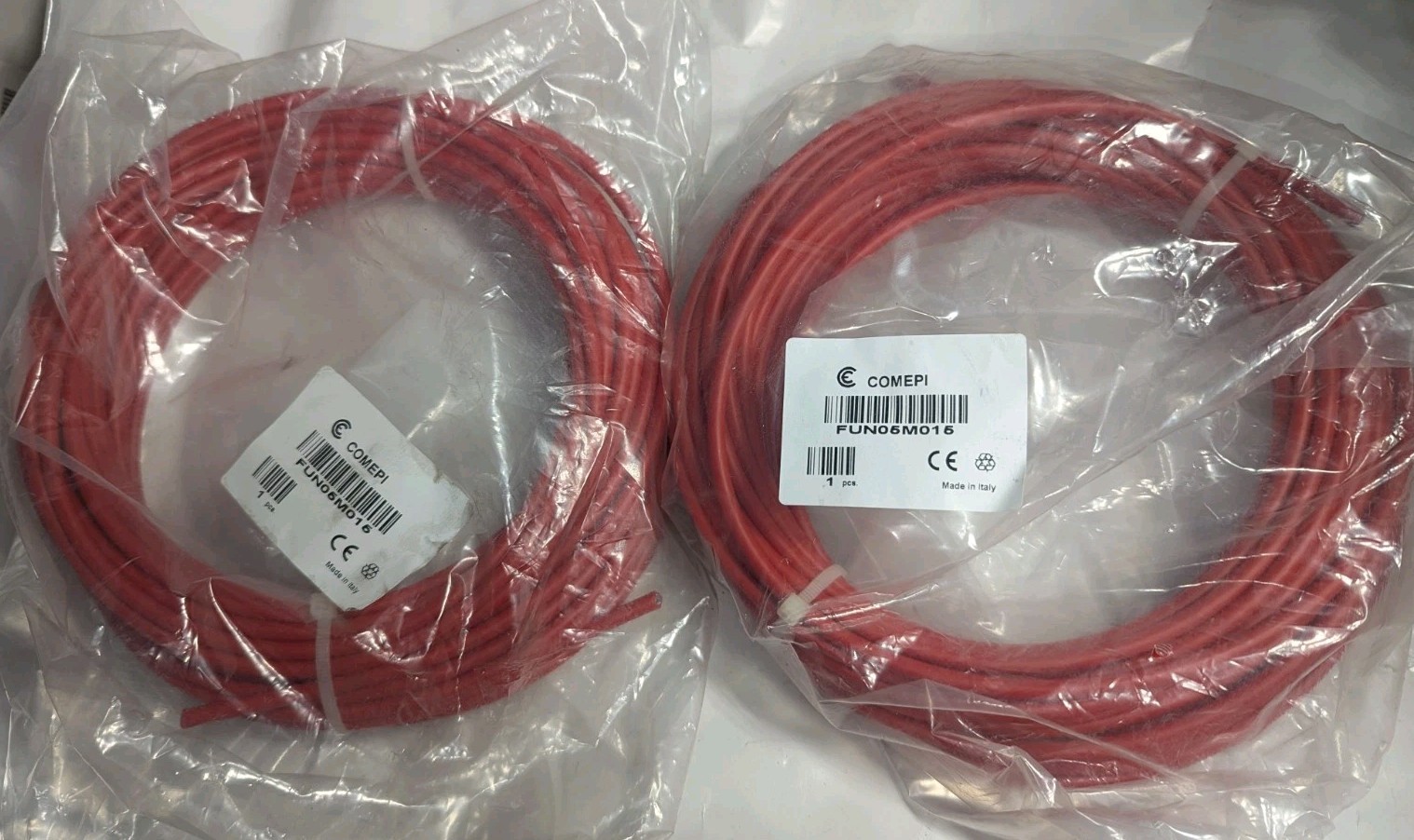 NEW LOT OF 2 GENUINE COMEPI FUN05M015 PULL CABLES 98.4FT/30M TOTAL 5MM DIA RED
