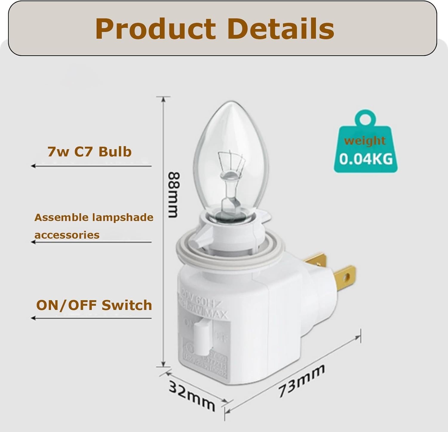 Plug in Night Light, Adjustable E12 Base Socket with On/Off Switch for Making De