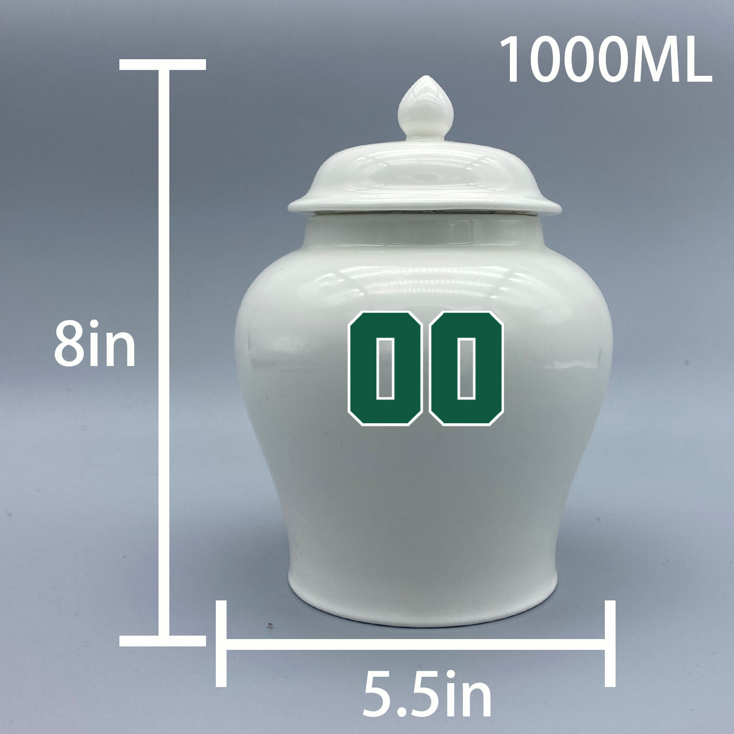 Ceramic Medium Urn for New York Jets Football Theme, Custom Text & Number