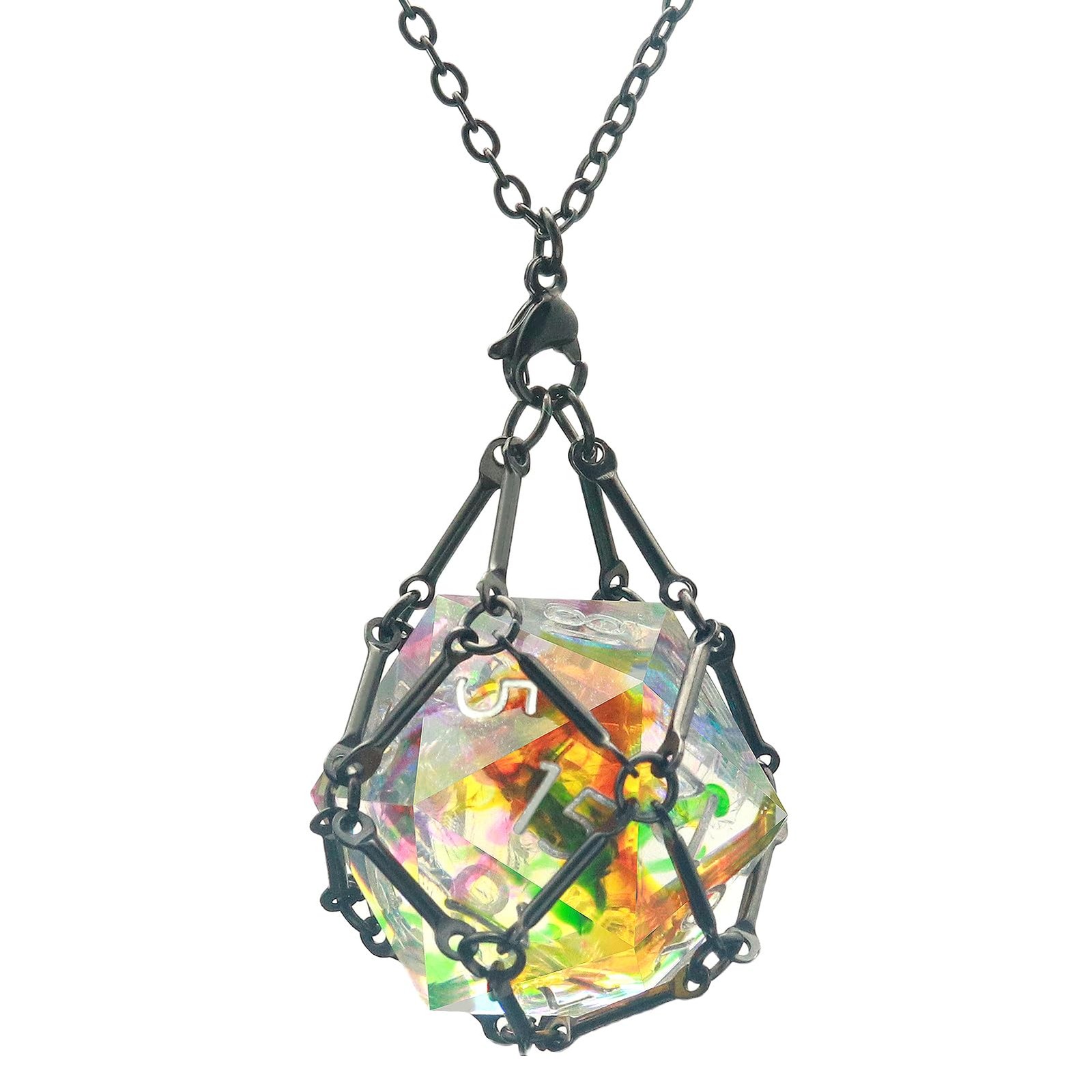 DND Dice Cage Necklace for D20 Dice Compatible with Dungeons and Dragons Game...