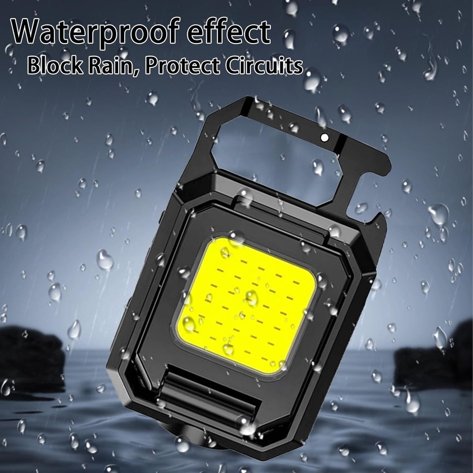 Rechargeable 2-Sided LED Keychain Work Light with Bottle Opener for Camping