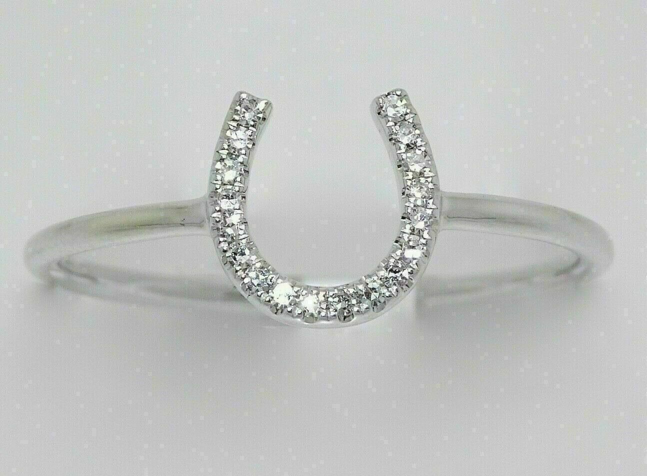 1Ct Round Lab Created Diamond Horseshoe Women's Band Ring 14K White Gold Plated
