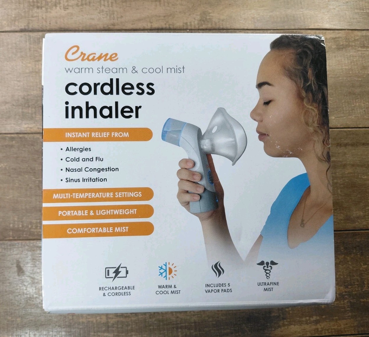 Crane Cordless Rechargeable Warm and Cool Mist Steam Inhaler EE-5948