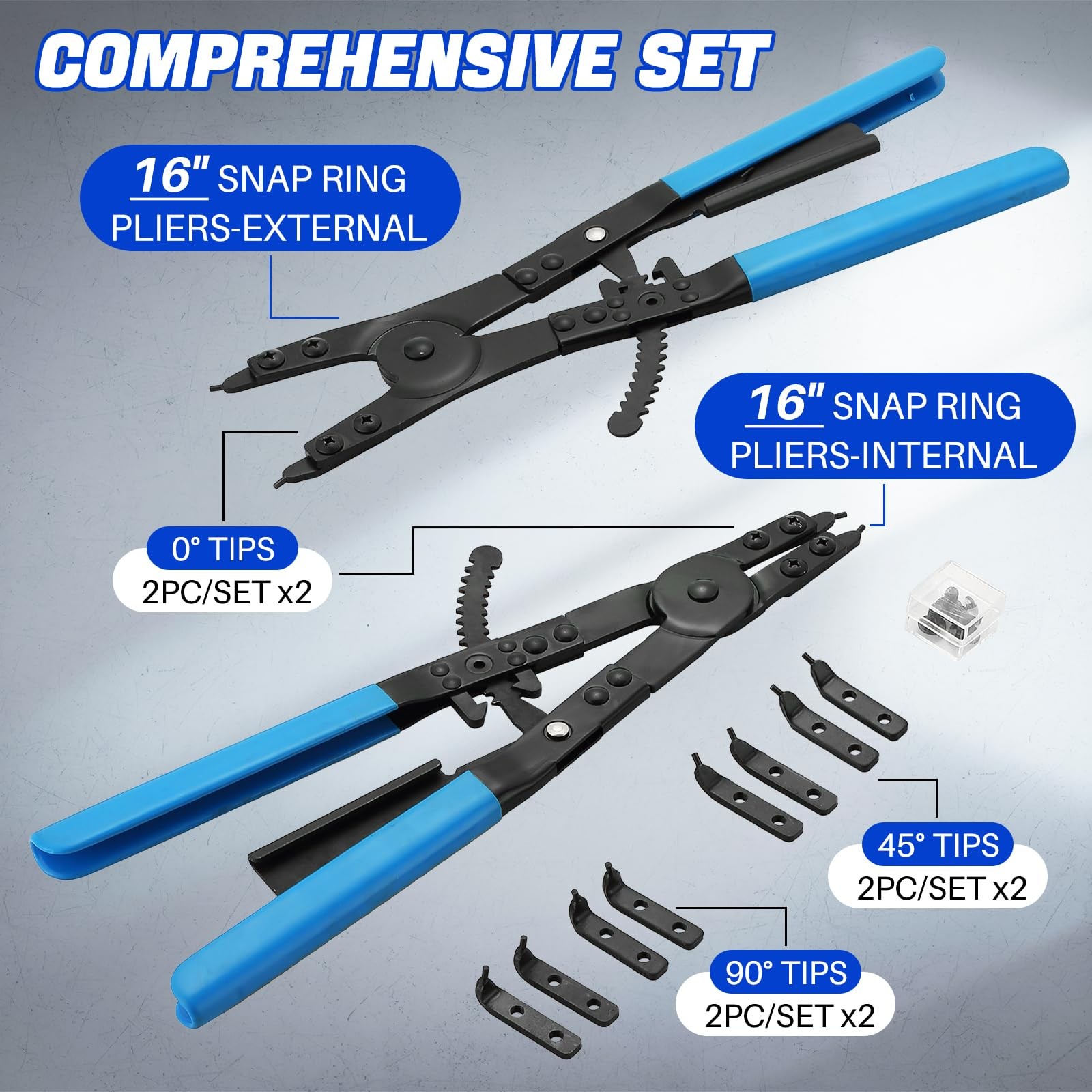 2PCS 16" Snap Ring Plier Set Heavy Duty External Internal Retaining Ring