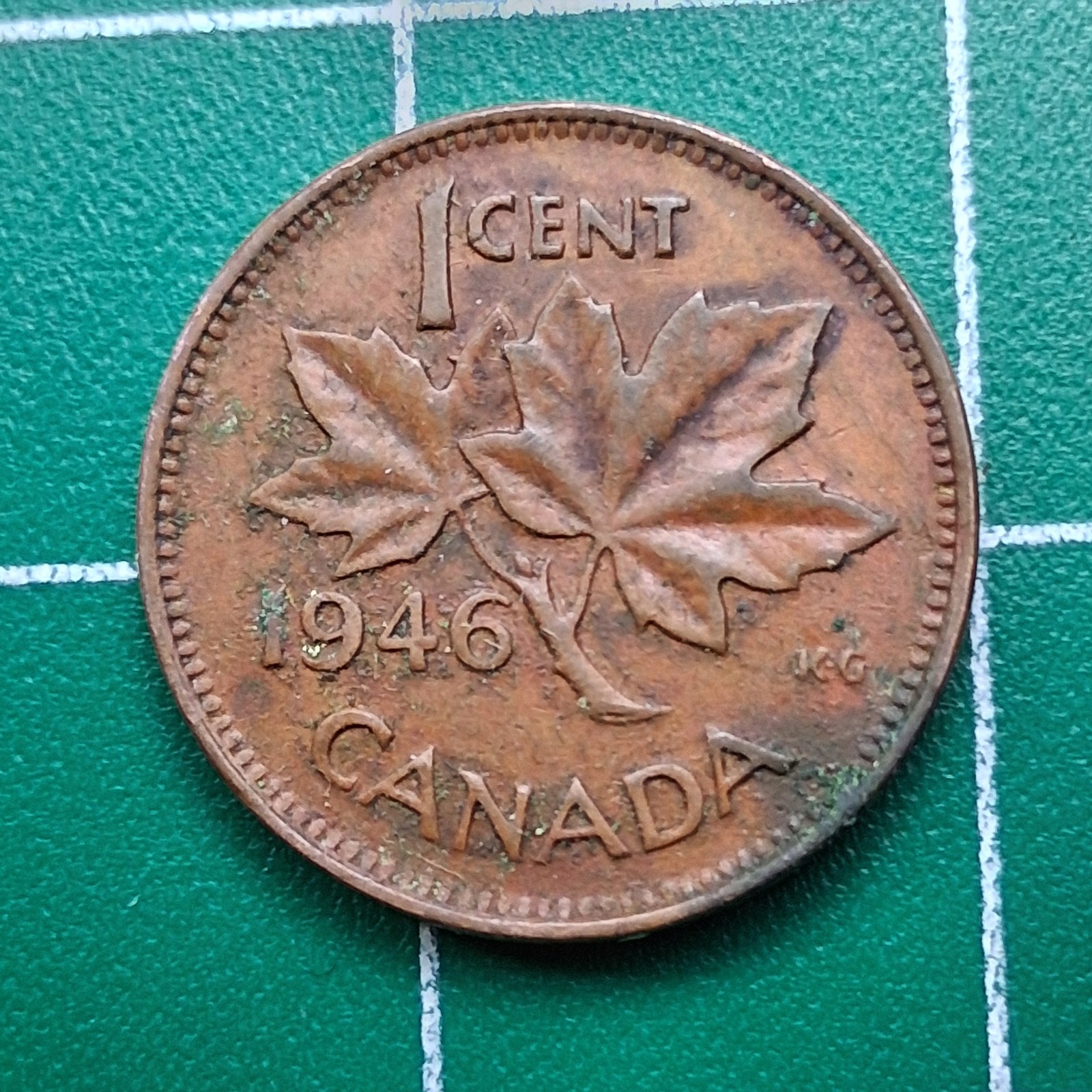 1946 Canada 1 Cent King George VI / Maple Leaf Bronze Coin