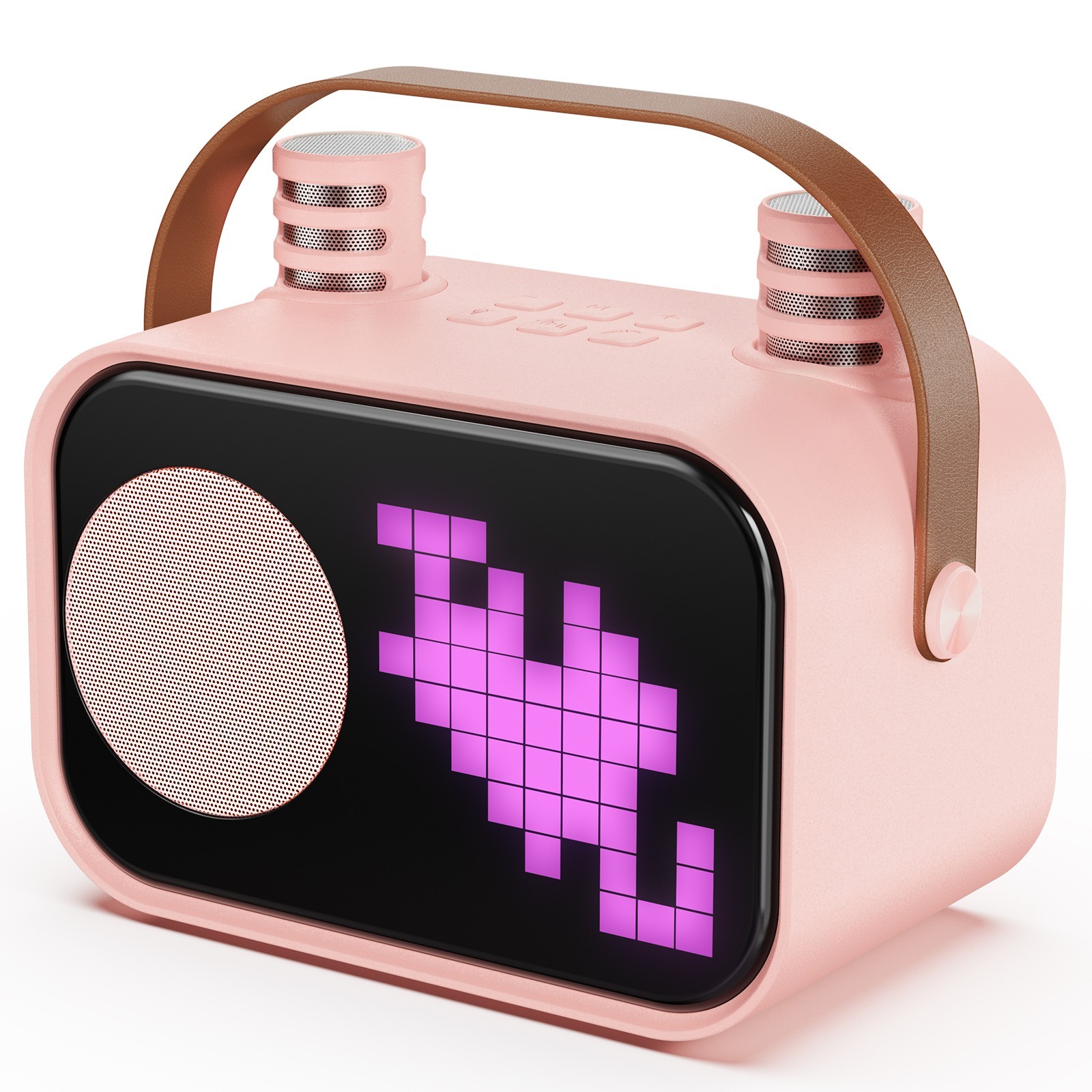 FanFun Kids Karaoke Machine Toy w/ 2 Microphone PINK Bluetooth Speaker RGB Light
