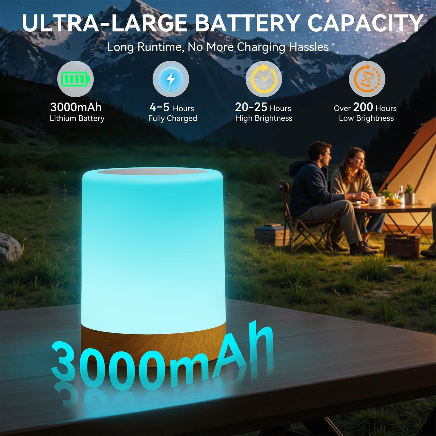 LED Night Light Bedside Lamp Touch and Remote Control Dimmable Tabletop 13 Color