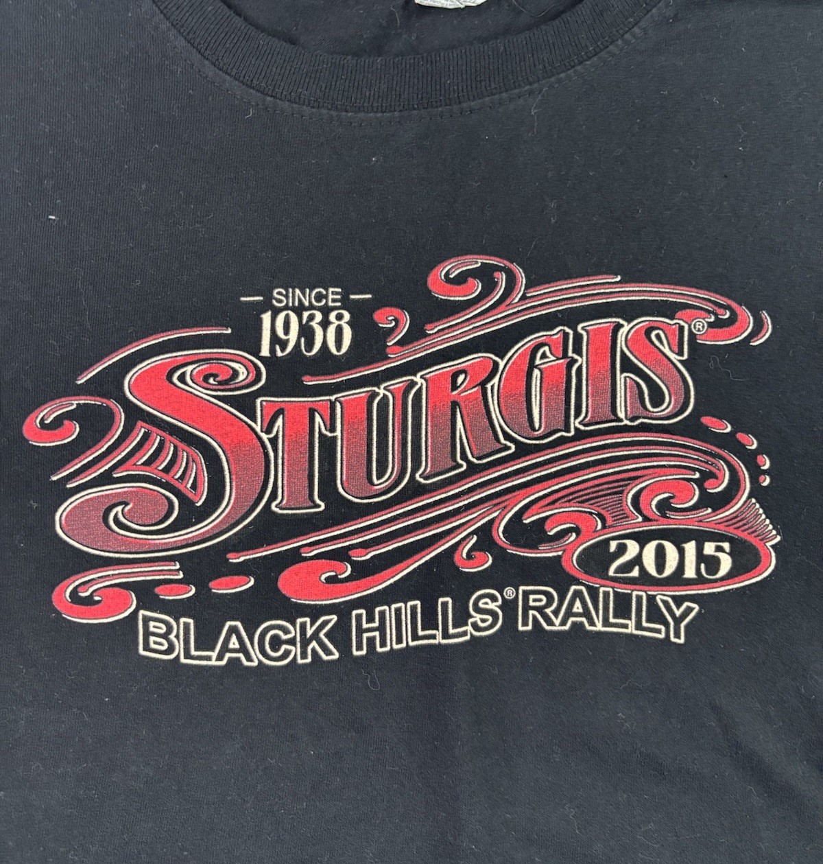 STURGIS 75th Black Hills Rally South Dakota Size XL Black T-Shirt 2015 Biker