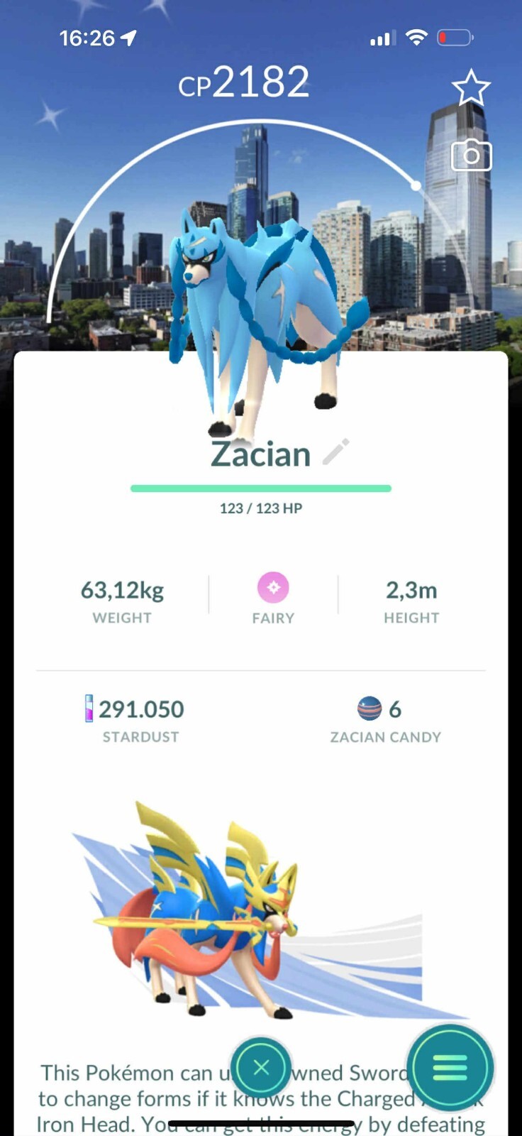 Shiny Zacian Background New York (Jersey City) - TRADE - Read Description