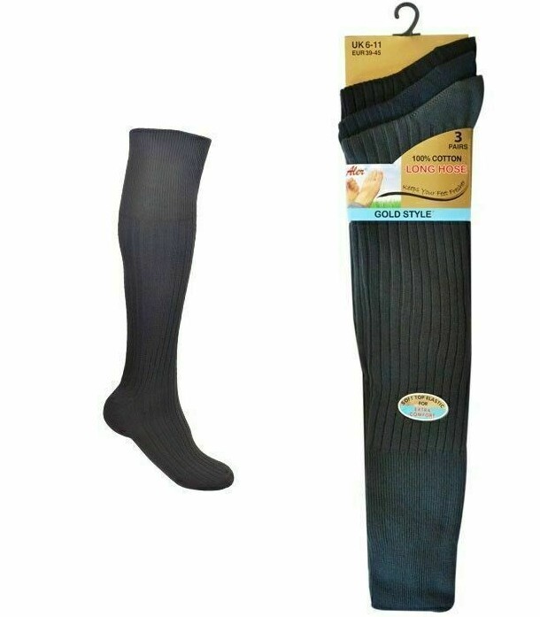 3 6 Pack Men Thin 100% Cotton Long Hose Lightweight Ribbed Dress Socks UK 6-11