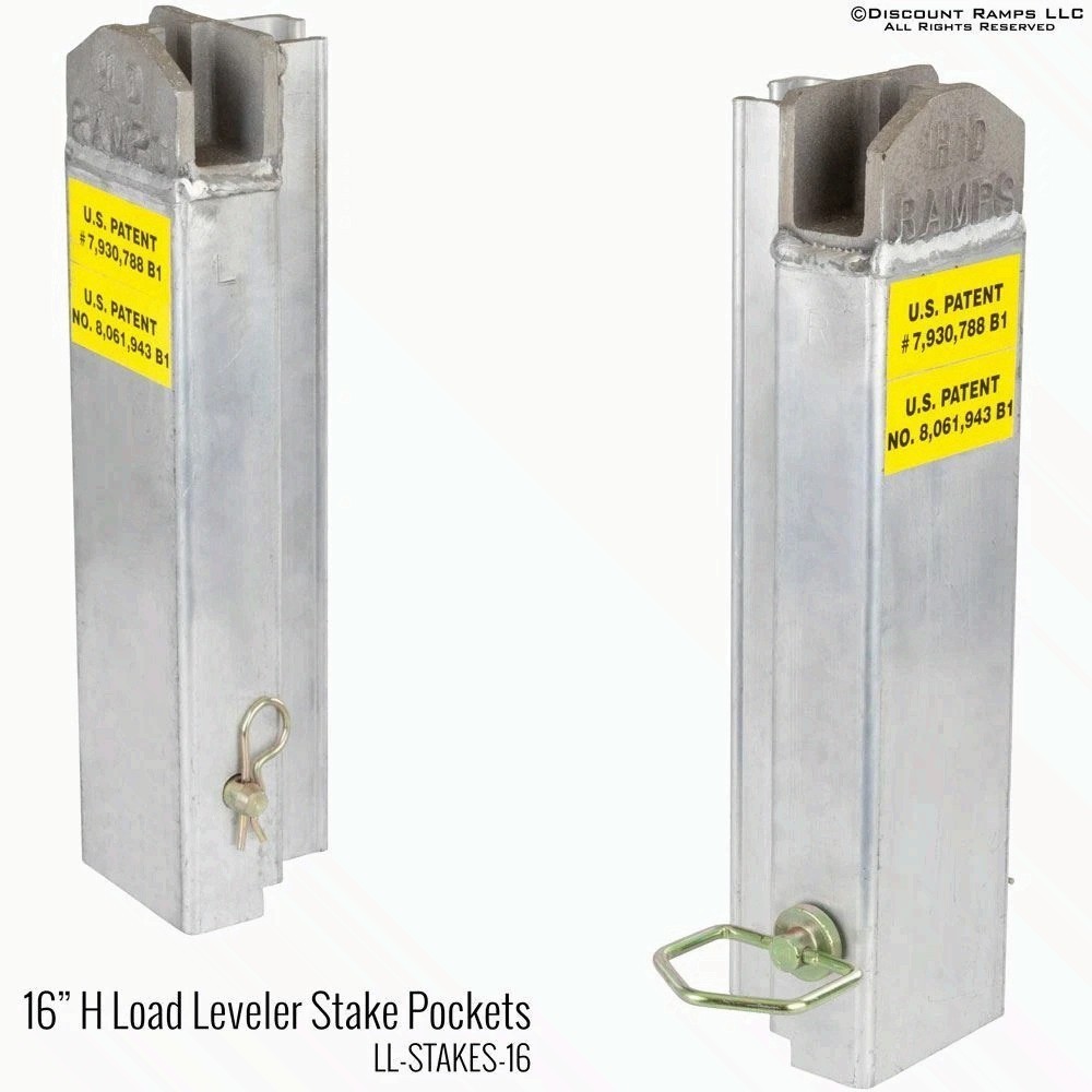 Pair of 16"H Aluminum Step Deck Load Leveler Stake Pockets LL-STAKES-16