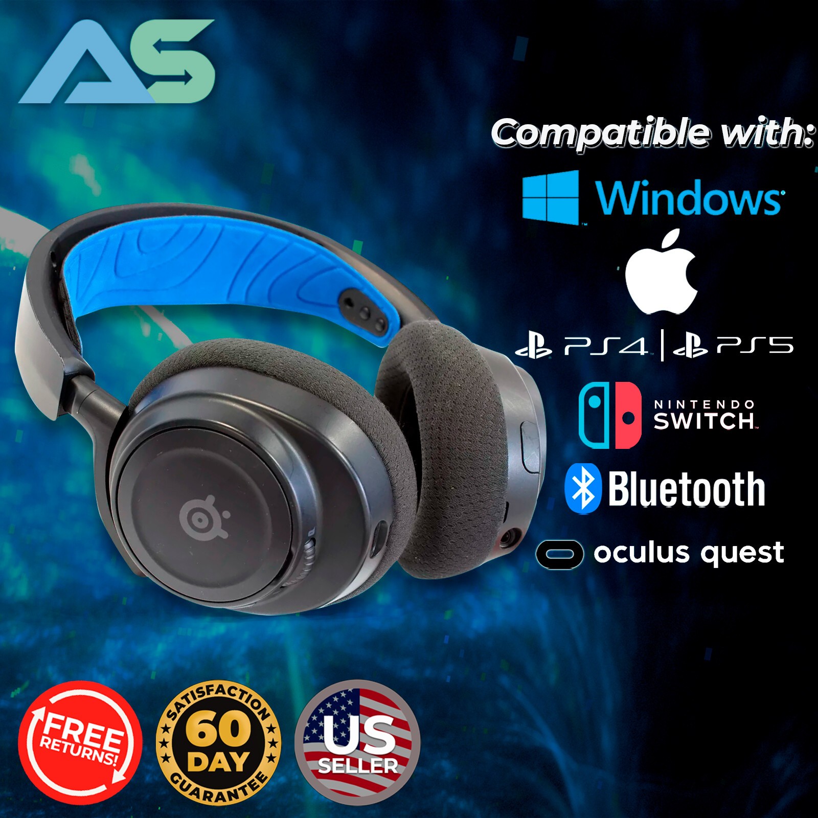 SteelSeries Arctis Nova 7P Wireless Gaming Headset PS4/PS5/PC/Switch/VR/Mobile